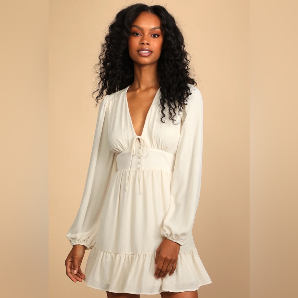 Lulu's Cream Long Sleeve Dress